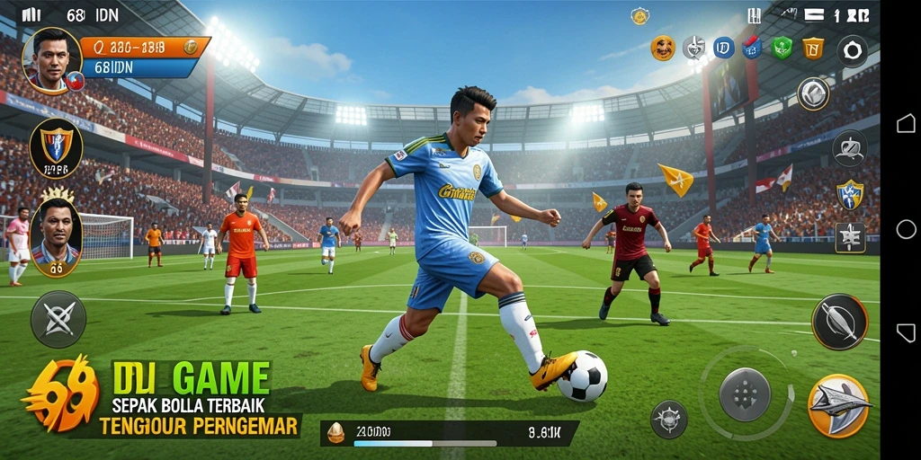 Gameplay seru dalam 68IDN dengan aksi sepak bola mendebarkan.