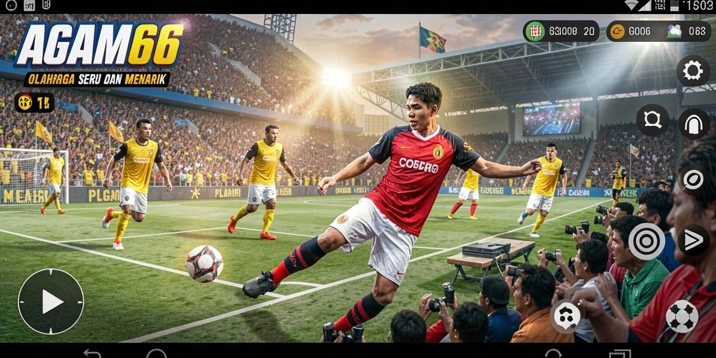 Tampilan gameplay menampilkan aksi olahraga yang mendebarkan.