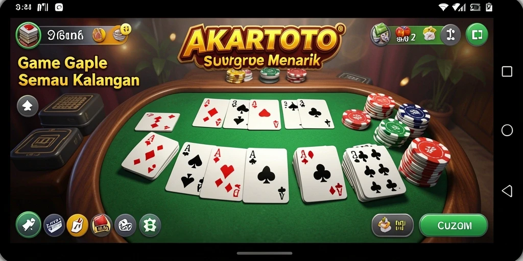 Tampilan gameplay Gaple yang seru dan interaktif di AKARTOTO.