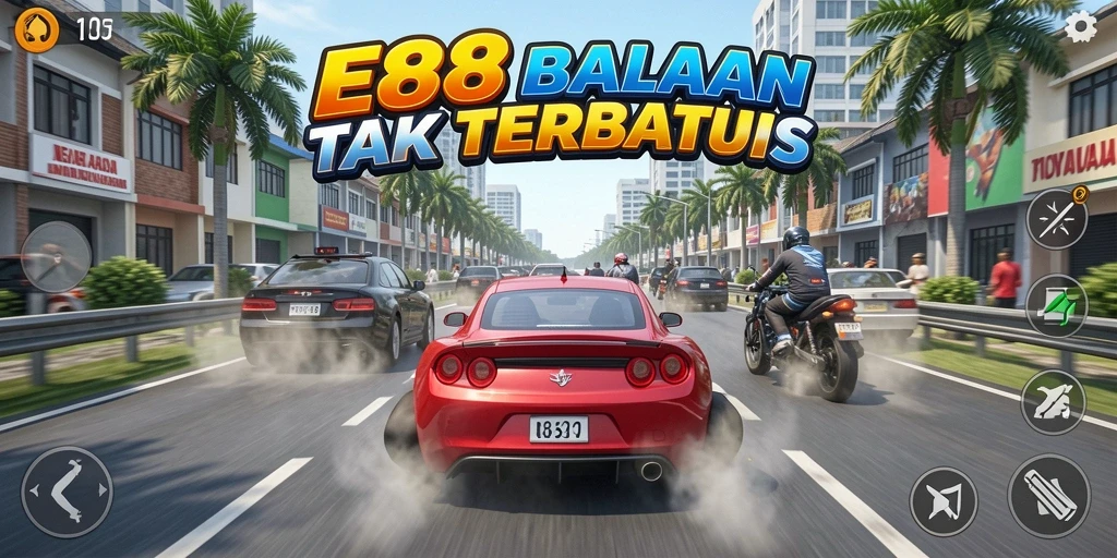 Tampilan gameplay balapan yang mendebarkan dan penuh aksi.