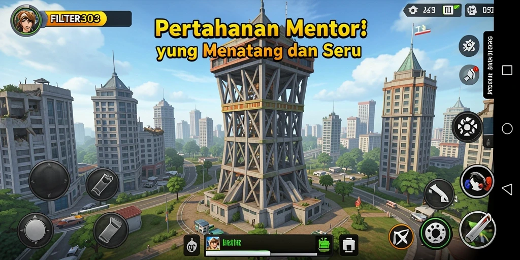 Tampilan menara dalam aksi, menghentikan gelombang musuh.