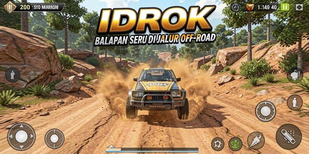 Gameplay IDROK yang menegangkan dengan balapan off-road.
