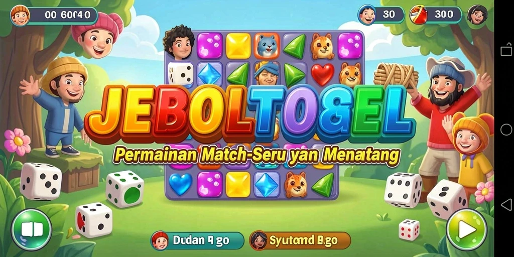 Tampilan gameplay seru JEBOLTOGEL dengan objek berwarna-warni.
