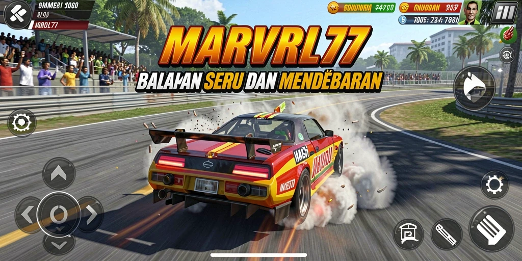 Gameplay Racing yang seru dan mendebarkan di MARVRL77.