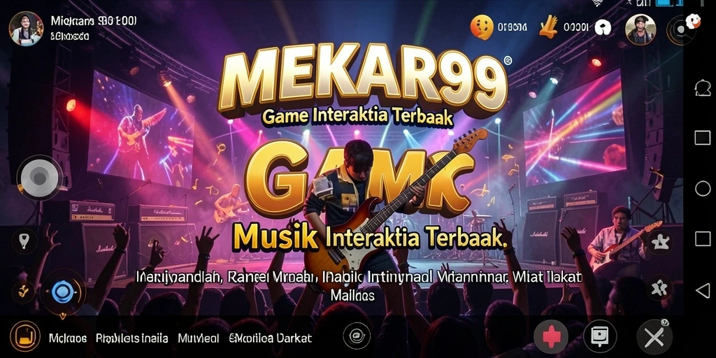 Screenshot utama MEKAR99 menampilkan gameplay musik yang seru dan interaktif.