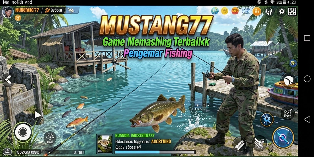 Tampilan gameplay <strong>MUSTANG77</strong> yang menawan saat memancing.