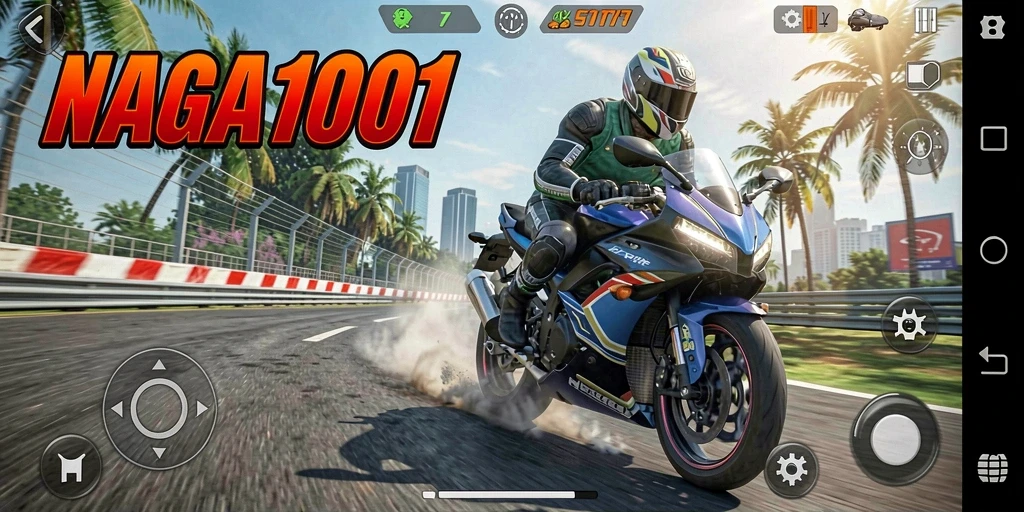 Gameplay NAGA1001 menampilkan balapan motor yang seru dan menantang.
