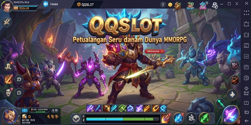 Screenshot QQSLOT yang memperlihatkan pertempuran seru dalam MMORPG.