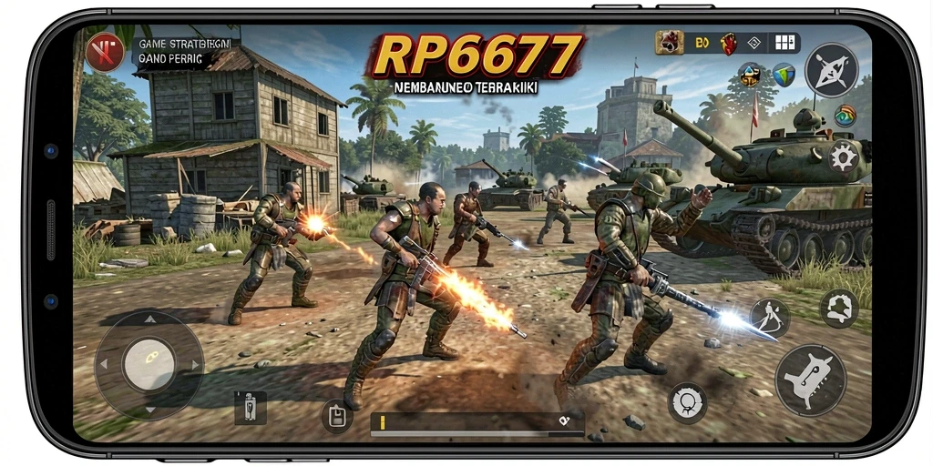 Screenshot gameplay menunjukkan pertempuran yang seru dan pembangunan kerajaan.