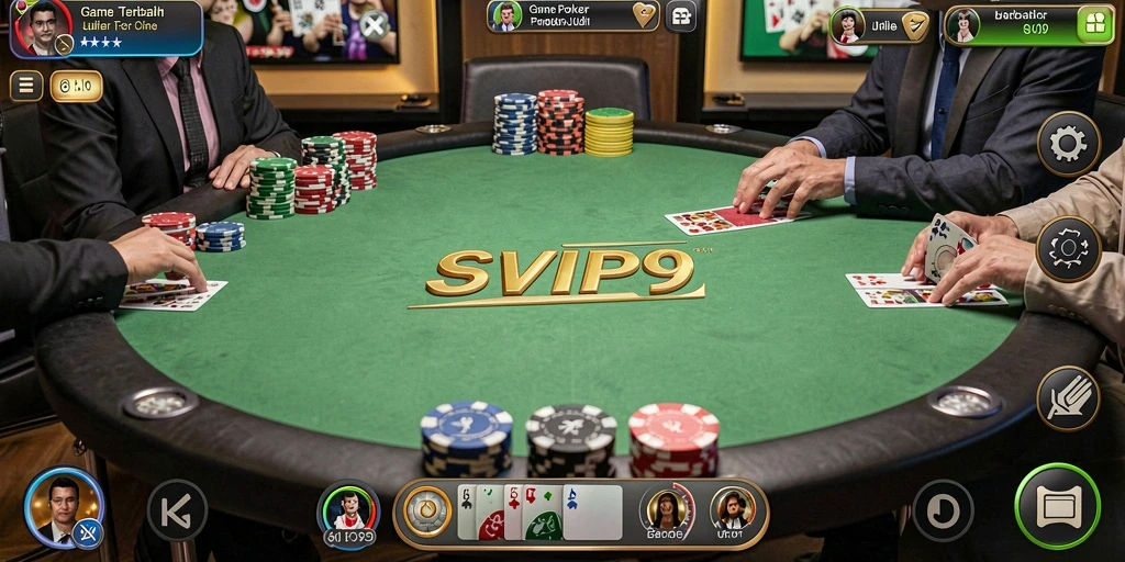 Tampilan gameplay Poker yang seru di SVIP9 dengan pemain nyata.